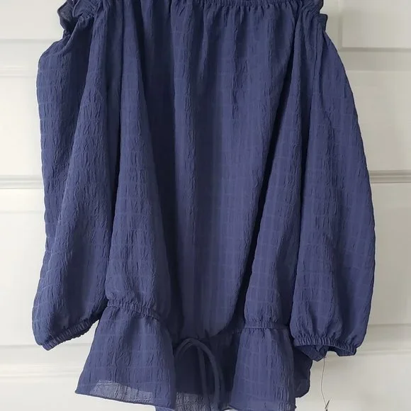 NWT: BCX Off the Shoulder Denim Blue Top - Picture 3 of 6